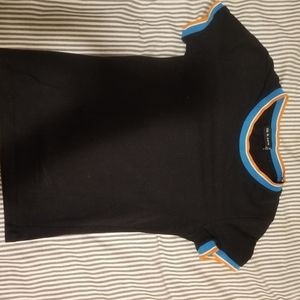 Women's Black T-Shirt with Blue/White/Orange